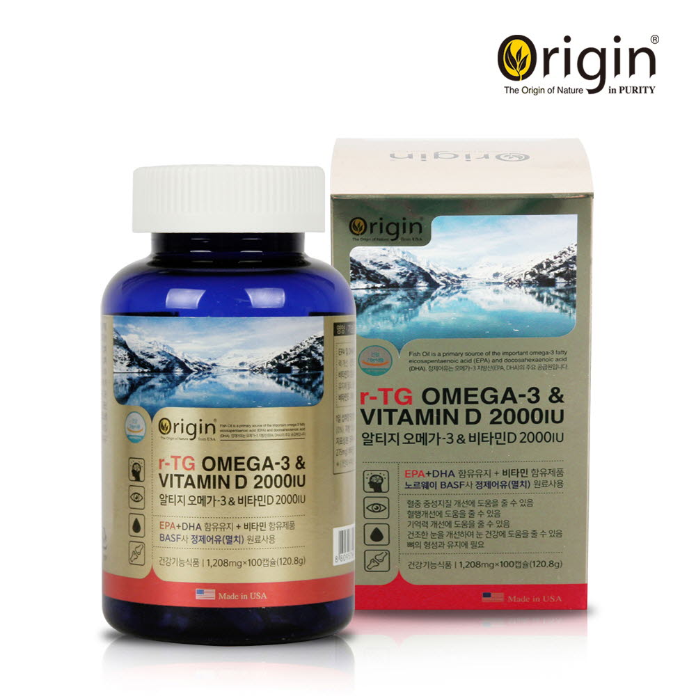 오리진 노르웨이 알티지 오메가3 앤 비타민D 2000IU /1,208mg*100캡슐(3개월분)