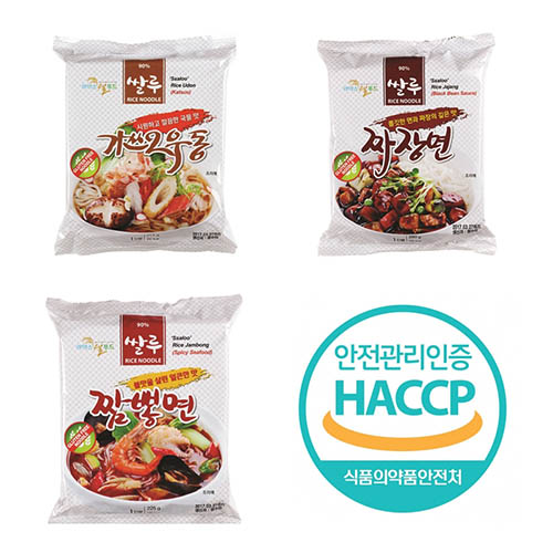 쌀루면 세트상품[가쓰오우동(4BAG)+짜장면(4BAG)+짬뽕면(4BAG)]