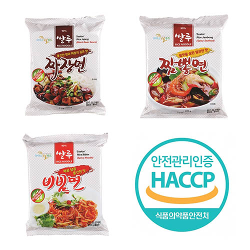 쌀루면 세트상품[짜장면(4BAG)+짬뽕면(4BAG)+비빔면(4BAG)]