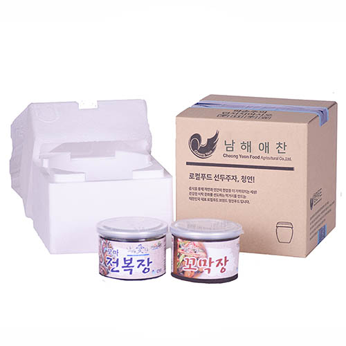 전남완도 저염식 특허간장 남해애찬 알뜰선물세트1호(꼬마전복장 250g + 꼬막장 250g)(냉장)