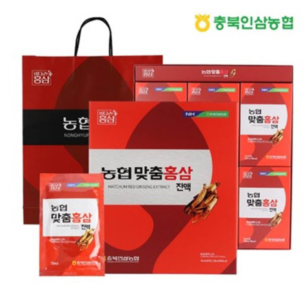 충북인삼농협 맞춤 홍삼진액 70ml x 30포 (선물용 쇼핑백 포함)