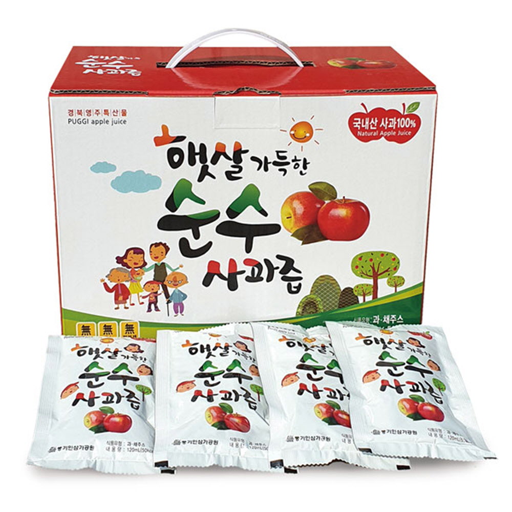 [A11-108] 정대영 신지식농업인의 껍질째 먹는 사과 100% 착즙 _햇살가득한 순수 사과즙 100포(120mlx100포)