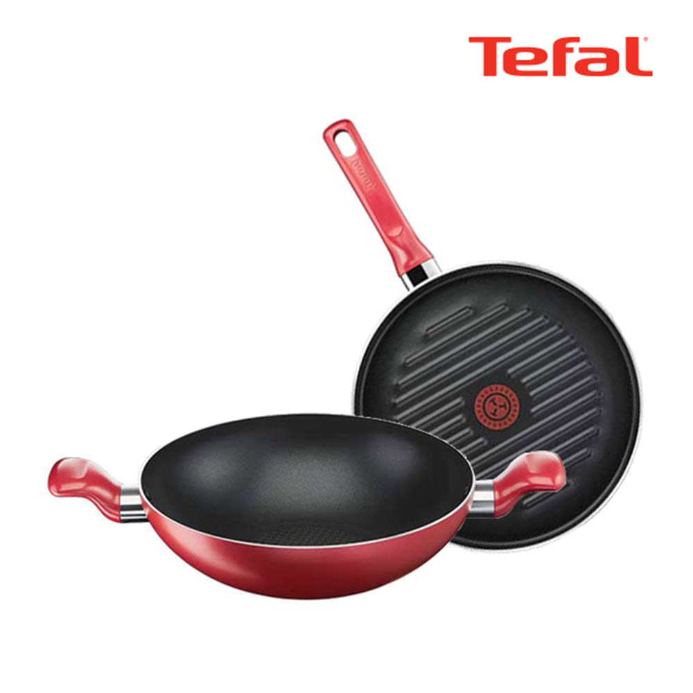 [테팔] 퍼펙트 레드 프라이팬 2종세트(그릴팬 28cm + 양수볶음팬 28cm) Perfectred_GF28HF28