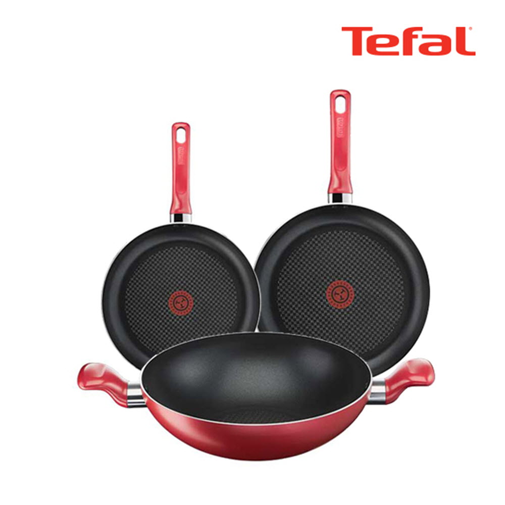 [테팔] 퍼펙트 레드 프라이팬 3종세트(프라이팬 24cm, 28cm + 양수볶음팬 28cm)Perfectred_F24F28HF28