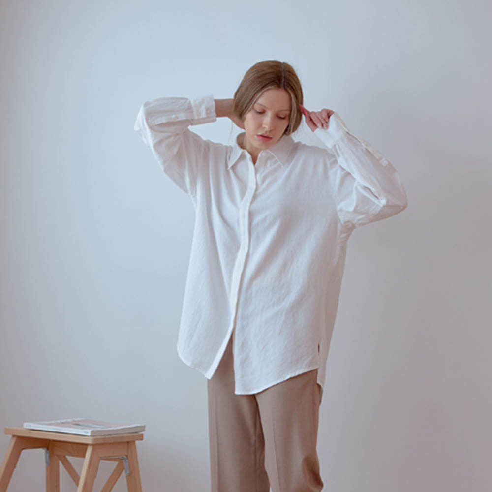 어바웃티 린넨 롱셔츠