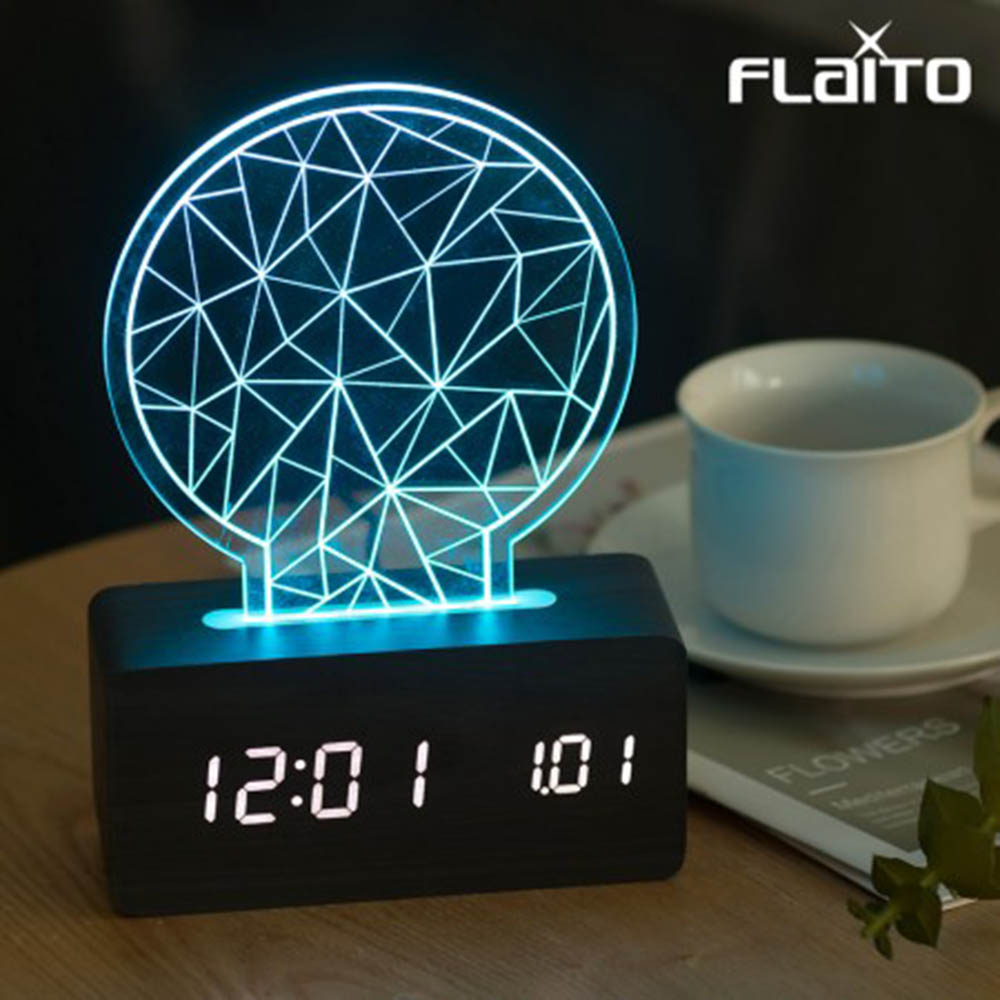 플라이토 우드 로맨틱 무드등 인테리어 LED 탁상시계