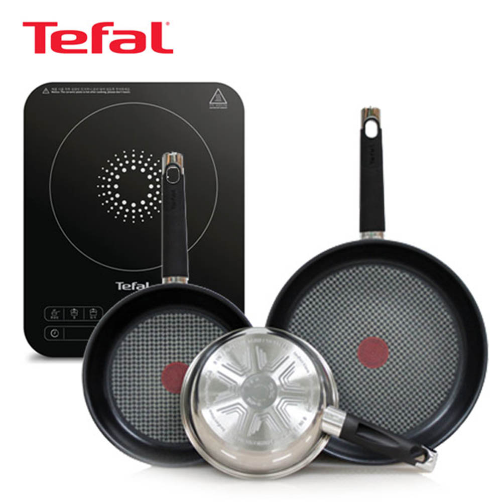 [테팔] 스피디 1구 인덕션 레인지+이모션 프라이팬 20cm+24cm+28cm IH7218EM048