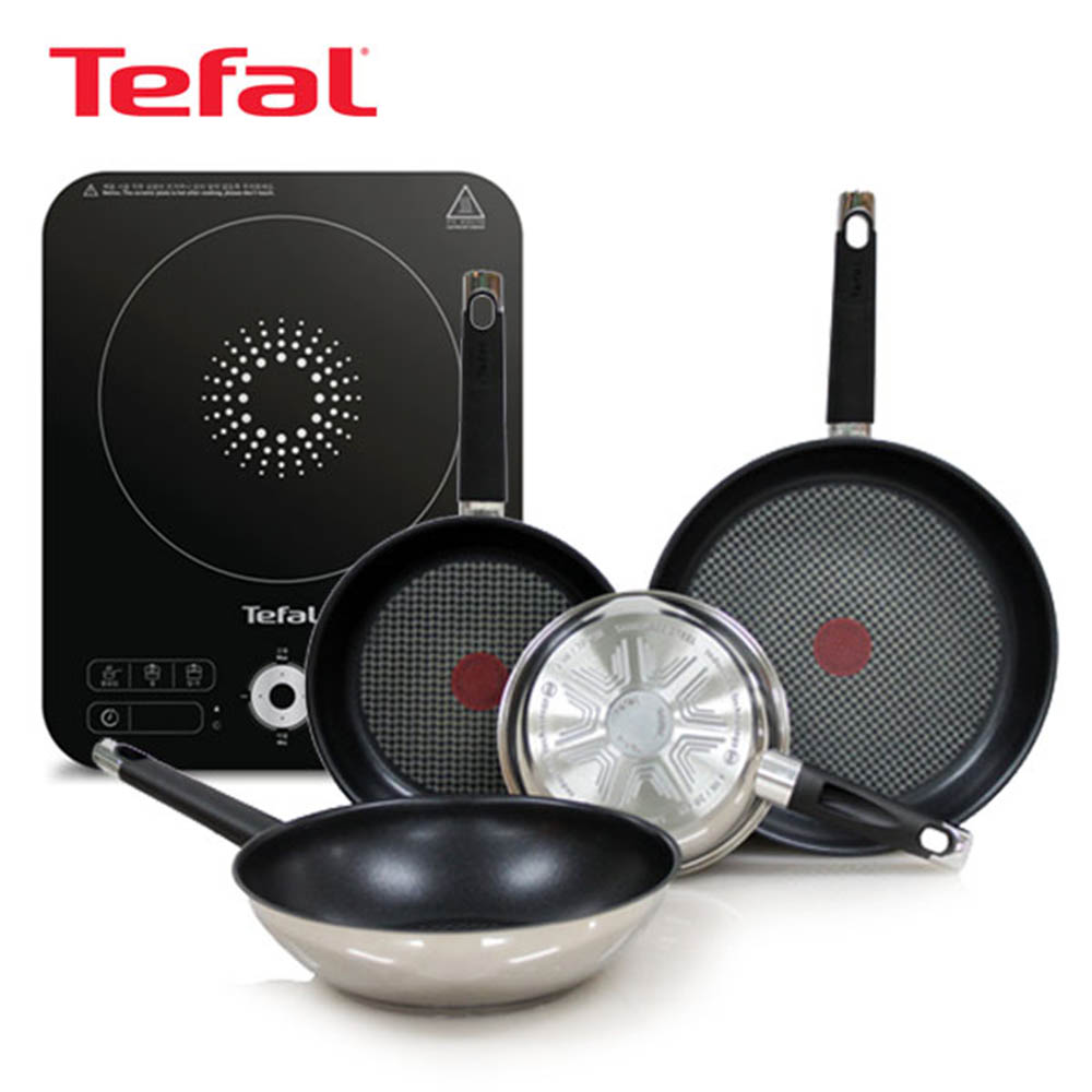 [테팔] 스피디 1구 인덕션 레인지+이모션 프라이팬 20cm+24cm+28cm+멀티팬 28cm IH7218EM048W