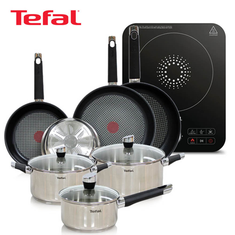 [테팔] 스피디 1구 인덕션 레인지+이모션 프라이팬 20cm+24cm+28cm+30cm+냄비 편수 16cm+양수 20cm+24cm IH7218EM04830S6P04