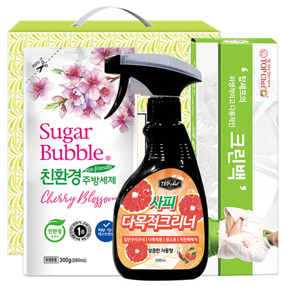 슈가버블 주방세제300리필 사피다목적크리너 크린백(3종)