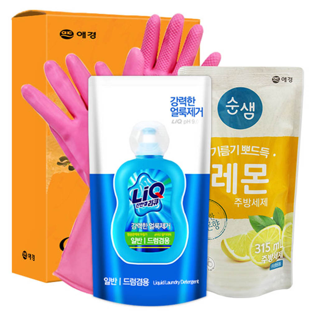 애경 리큐 순샘레몬315리필 비닐고무장갑32cm(3종)