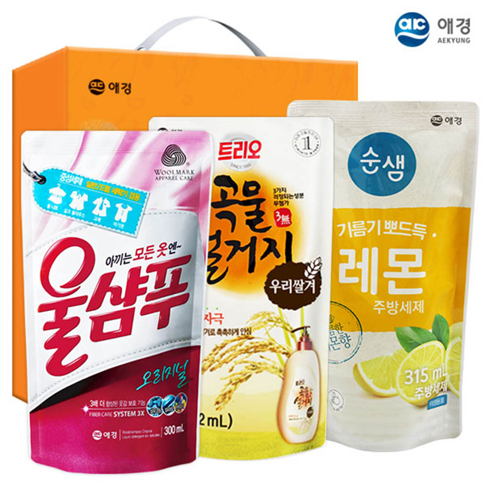 애경 울샴푸 곡물설거지300리필 순샘레몬315리필(3종)
