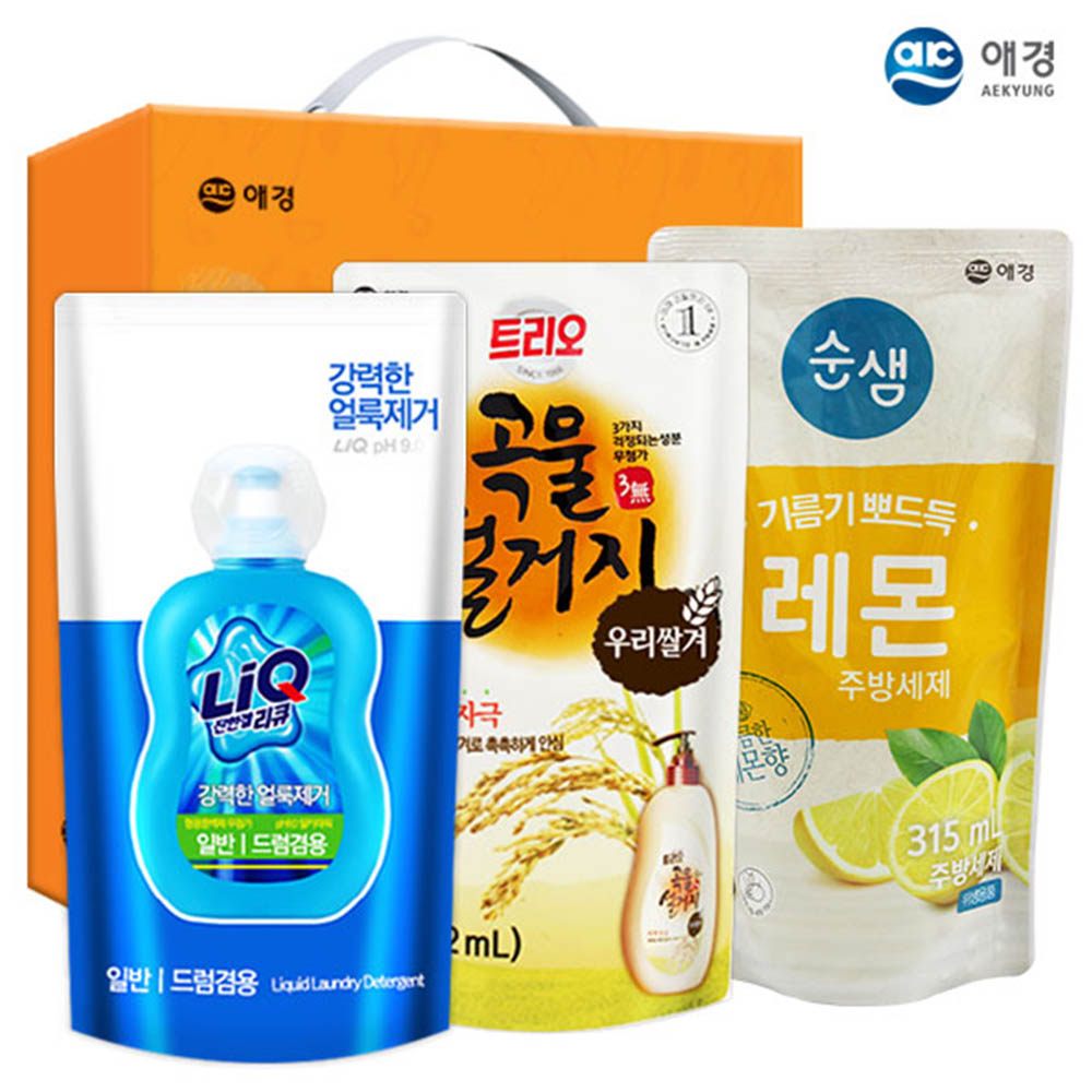 애경 리큐 곡물설거지300리필 순샘레몬315리필(3종)