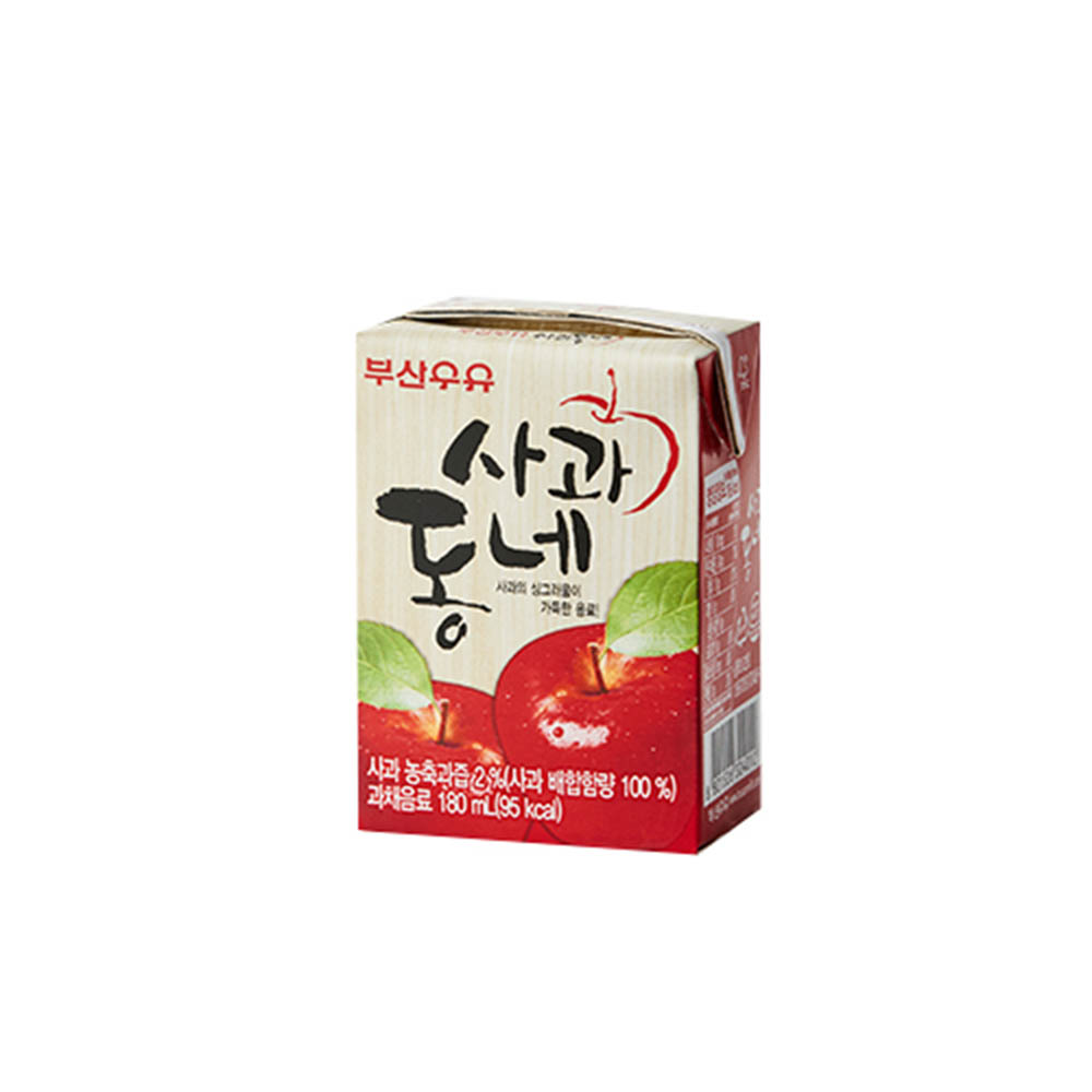 부산우유 사과동네 과즙음료 180ml x 24개