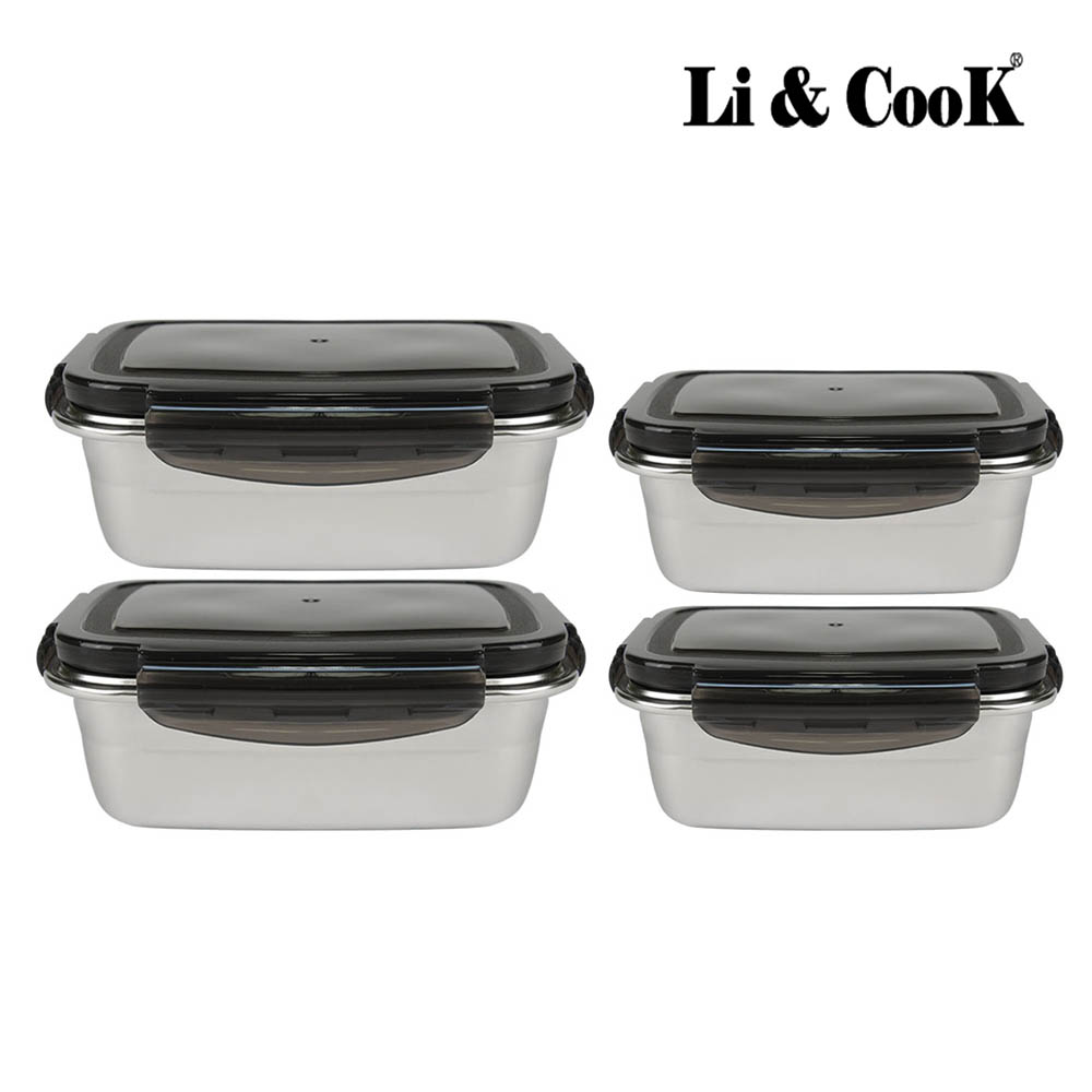 리앤쿡 스테인레스 304 밀폐용기 4종(400ml 2개, 600ml 2개)