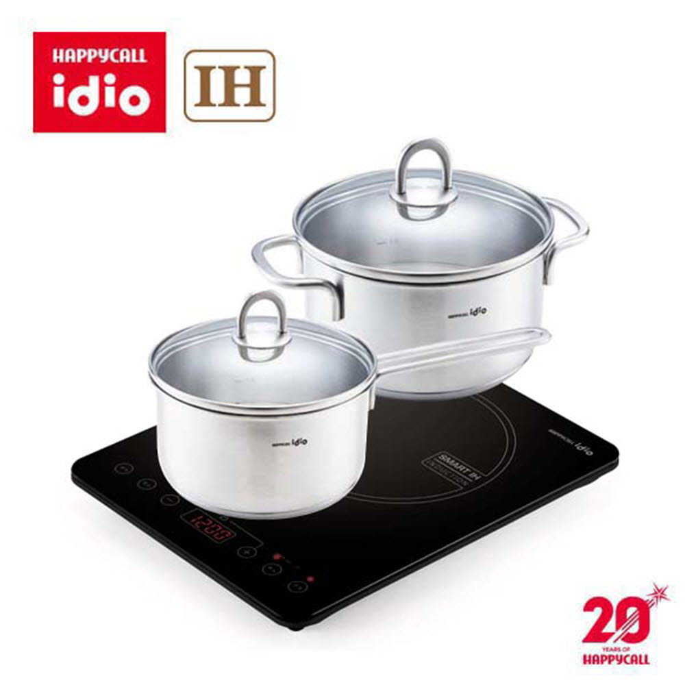 해피콜 아이디오 1구 IH 전기레인지 + 아이디오 라이트 IH 스텐냄비 편수18cm + 양수 18cm (BH-0007)