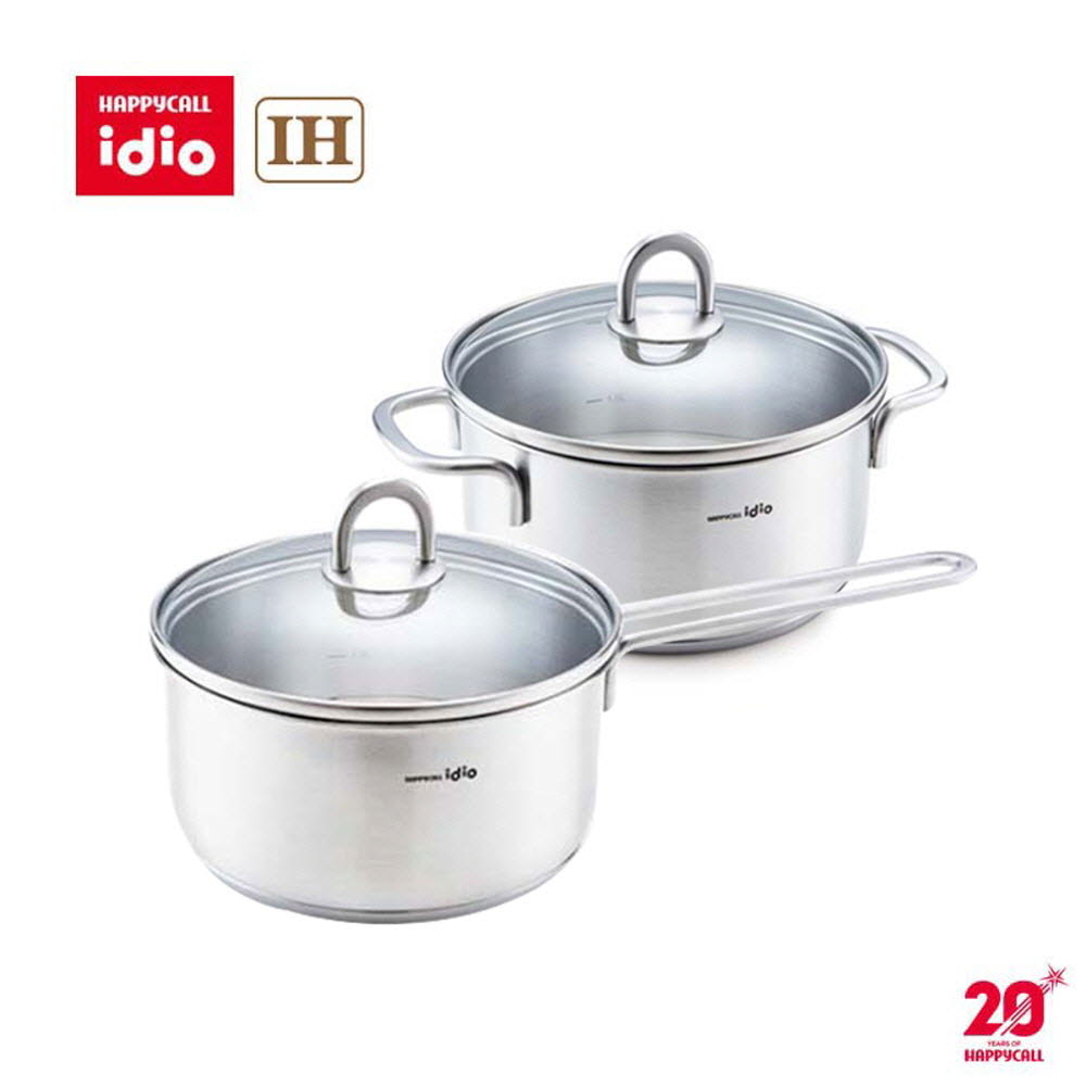해피콜 아이디오 라이트 IH 스텐냄비 2종세트(18편수+18양수) (BH-0001)
