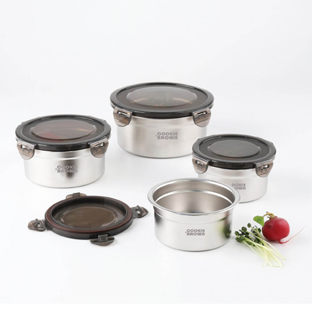쿠키브라운 스테인레스밀폐용기 원형4종
