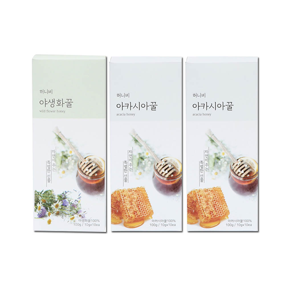 허니비 아키시아 꿀스틱 20포+야생화 꿀스틱 10포/3박스