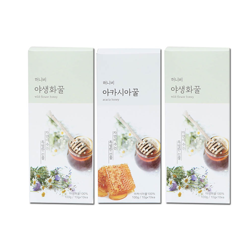 허니비 아키시아 꿀스틱 10포+야생화 꿀스틱 20포/3박스