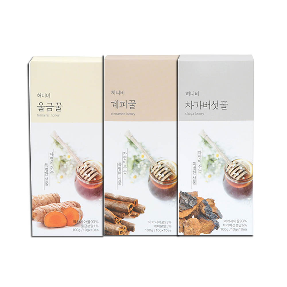 허니비 울금+계피+차가 꿀스틱 30포 (각10포씩)