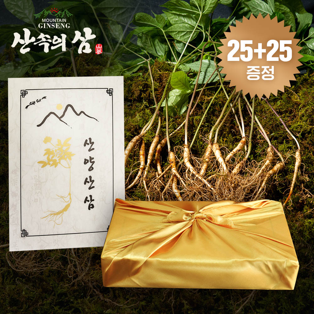 [산속의삼]  (특가상품) 5-6년근 산양산삼 온가족 건강 프로젝트 25+25뿌리