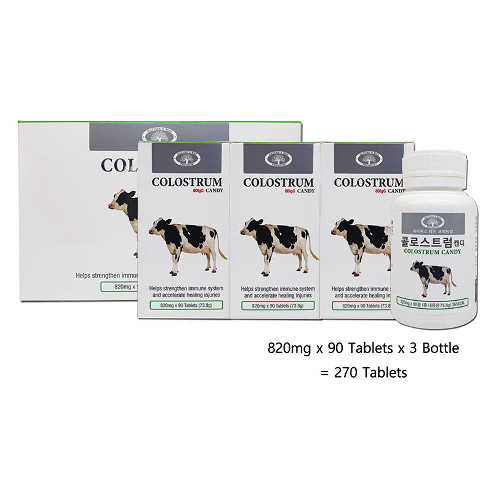 초유캔디 80IgG
(820mg x 90Tab x 3Bottles)