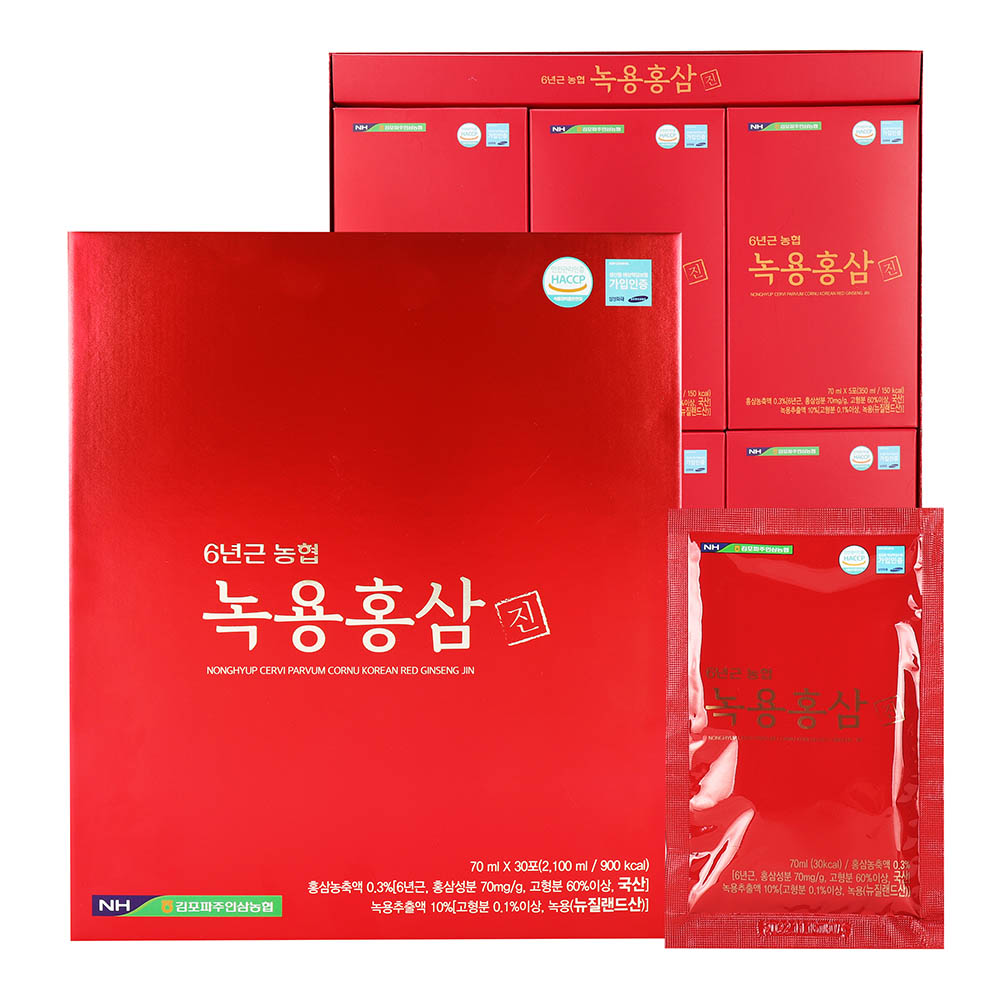 김포파주인삼농협 녹용홍삼 진 70ml x 30포 (선물용 쇼핑백 포함)