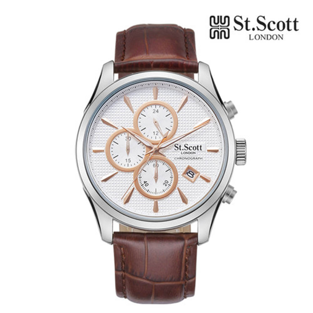 세인트스코트 크로노그래프 남성 가죽시계_ST3054L-SSC