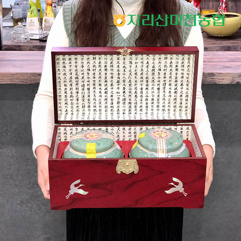 마천농협 도자기 꽃꿀 선물세트 600gx2구(+목함+보자기)