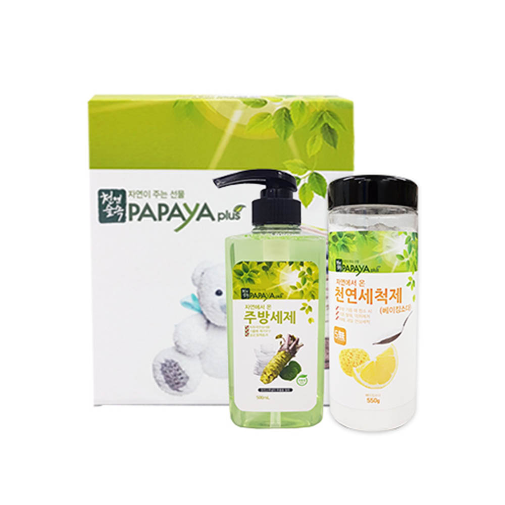 파파야플러스 친환경 주방소다2종(주방500ml,소다550g)