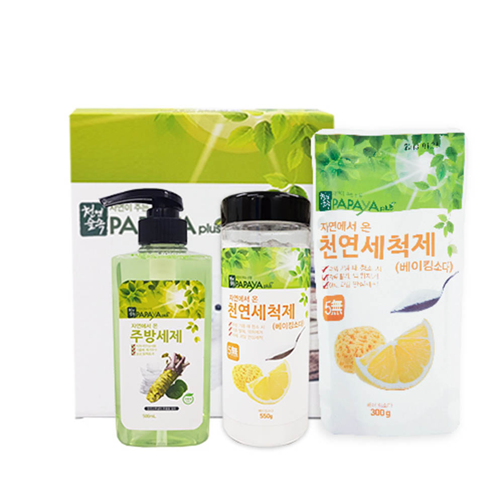파파야플러스 친환경 주방소다3종(주방500ml,소다550g,300g)