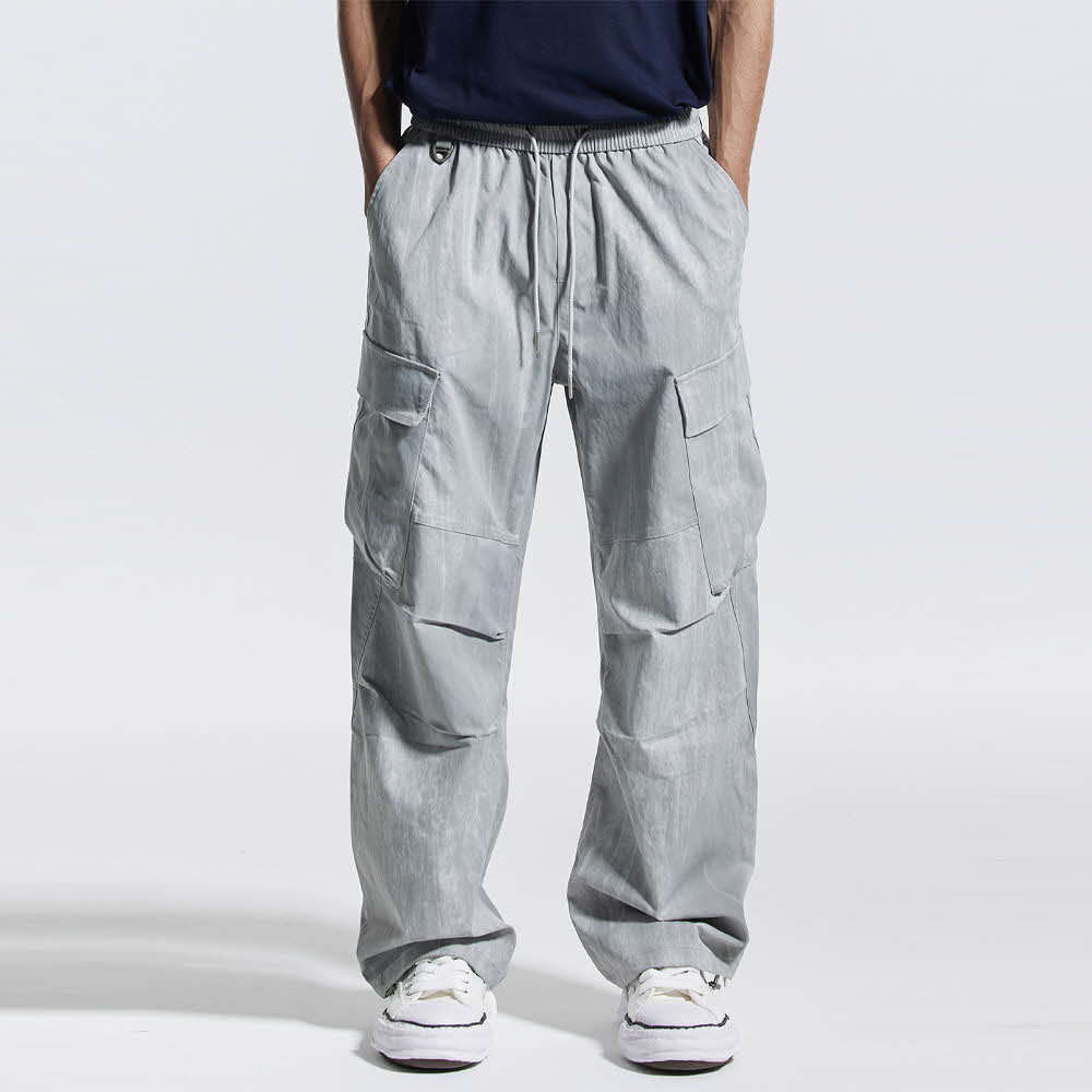 크림소다랩 사이드 빅 카고 디링 코팅 워시드 팬츠