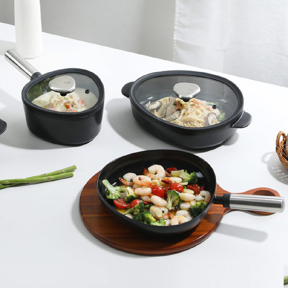 [네오플램] 피카 아펙스 블랙 IH 인덕션 냄비팬3종(18편수+22전골+24팬)