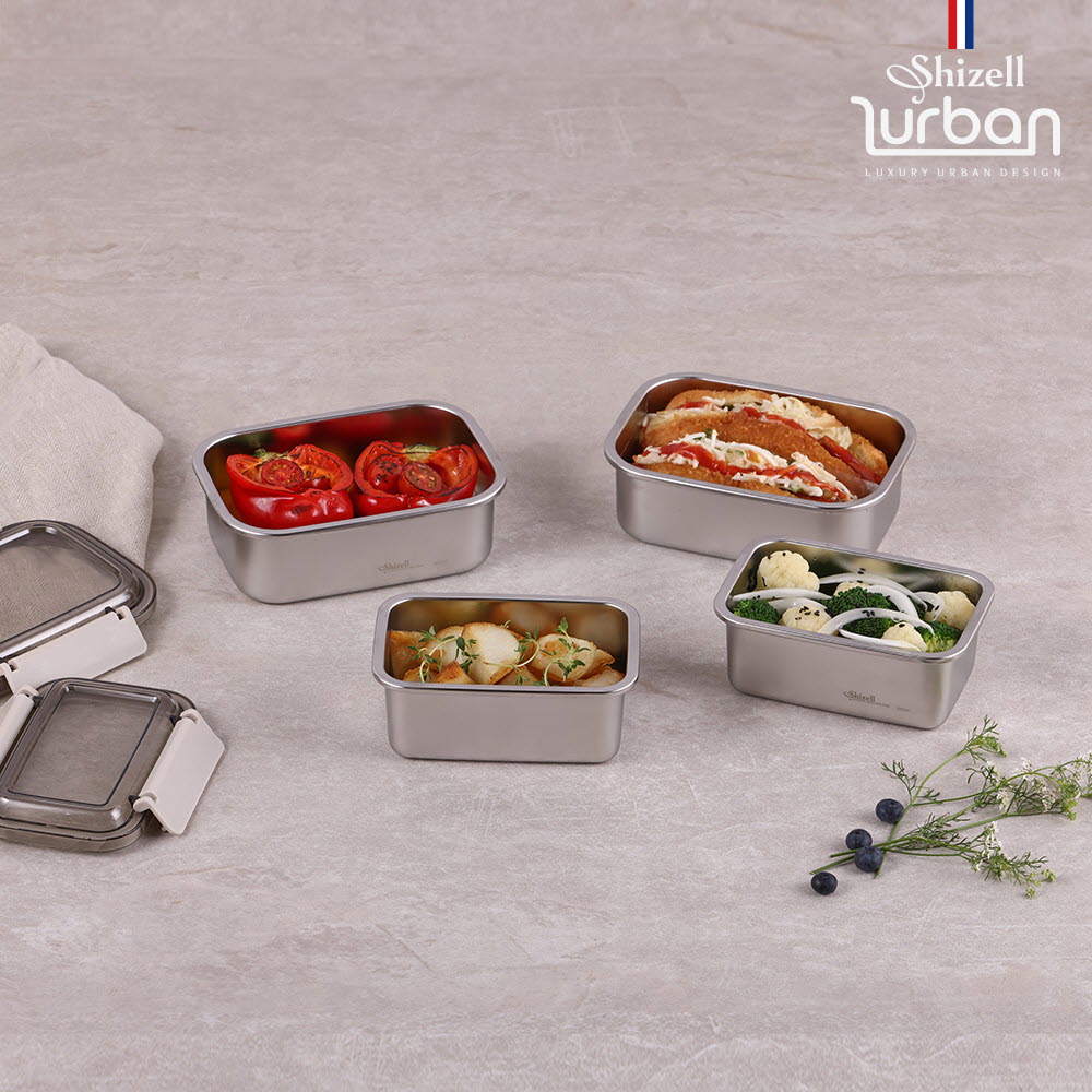 [쉬젤] 러반 슈퍼클린찬통 직사각4종세트 (600ml*2EA+850ml*2EA)