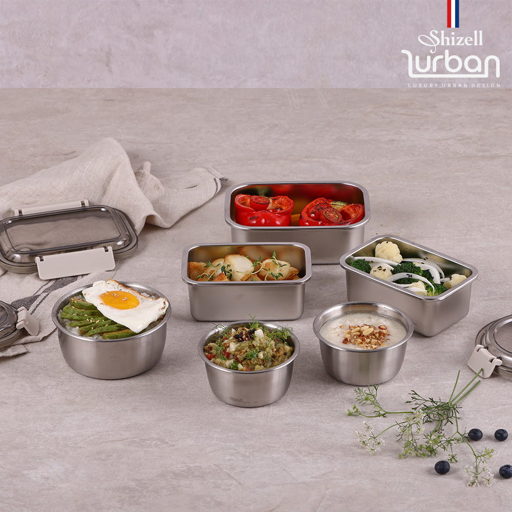 [쉬젤] 러반 슈퍼클린찬통 혼합6종세트 원형3종+직사각3종 (350ml*2EA+600ml*1EA)+ (600ml*2EA+850ml*1EA)