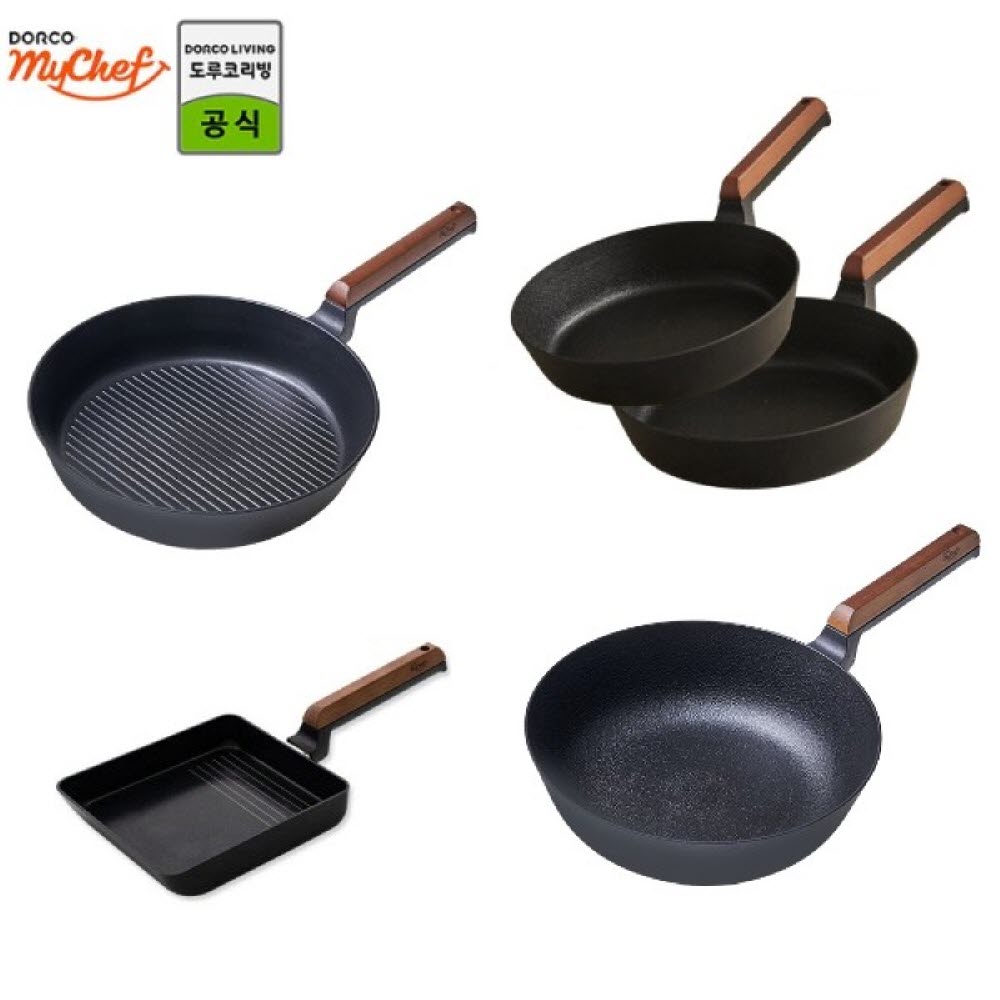 [도루코] 마이셰프 헤이즐 IH 프라이팬 5종 세트 (F28, F24, 그릴팬26, W28, 계란말이팬21)