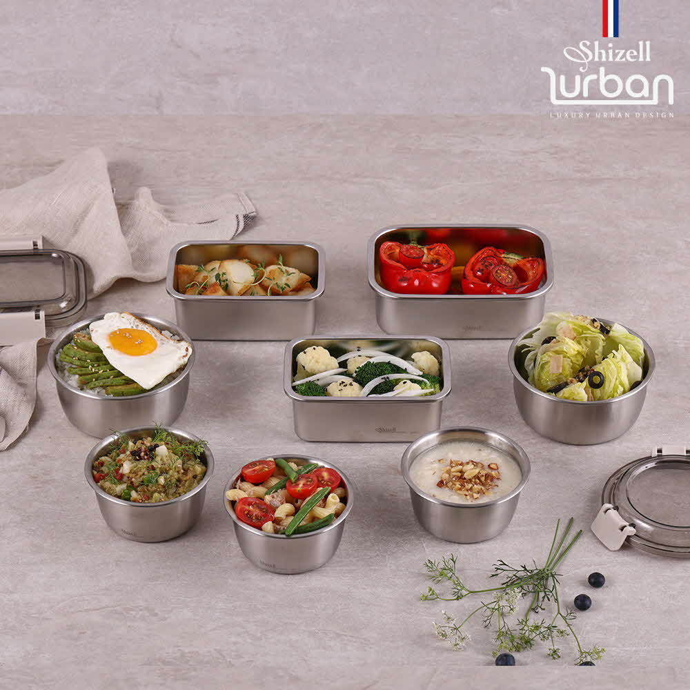 [쉬젤] 러반 슈퍼클린찬통 혼합8종세트B 원형5종+직사각3종 (350ml*3EA+600ml*2EA) + (600ml*2EA+850ml*1EA)