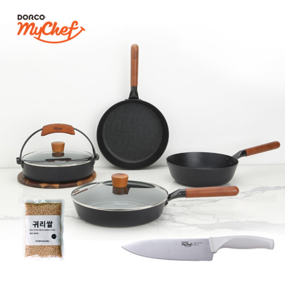 [도루코] 포레스타 시즌3 IH 7종 세트 /홈쇼핑 구성 (팬28, 팬28, 웍26, 전골팬26, 유리뚜껑28,26, 베이직 컴포트 마린 셰프 식도180mm)