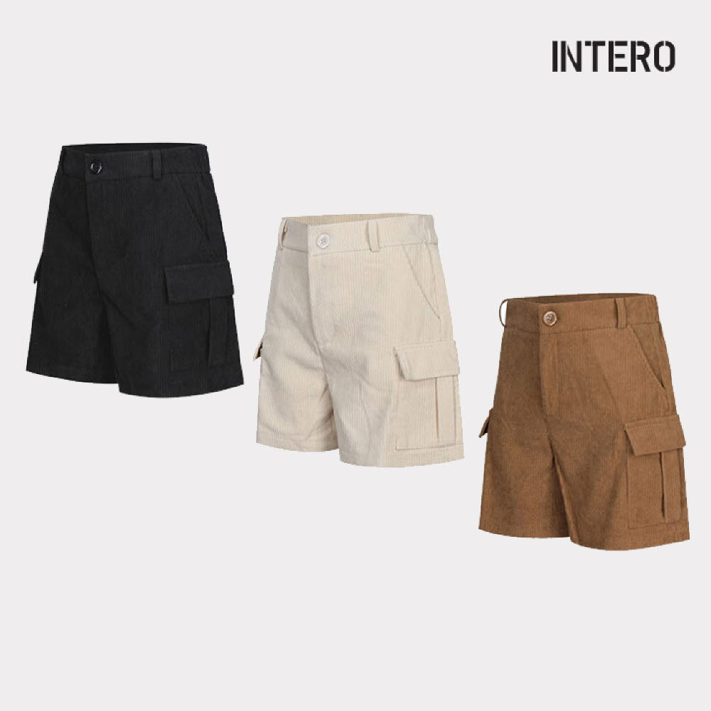 인테로 골프웨어 여성 간절기 코듀로이 골지 포켓 골프 반바지 WIFKZ