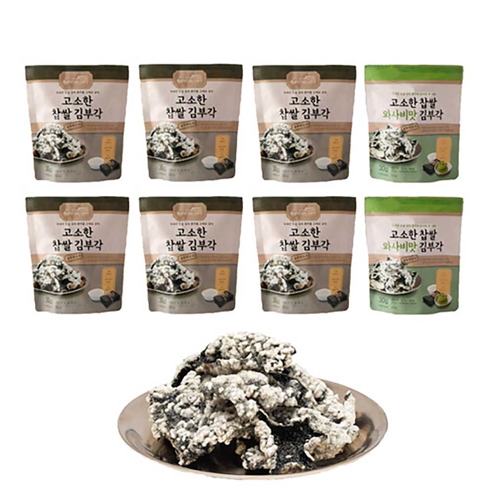 오미선장인 전통 김부각(고소한 찹쌀 김부각 30g x 6봉+와사비맛 김부각2봉)
