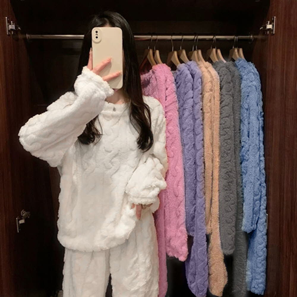 데코룩스 폼폼 겨울 여성수면잠옷 상하세트