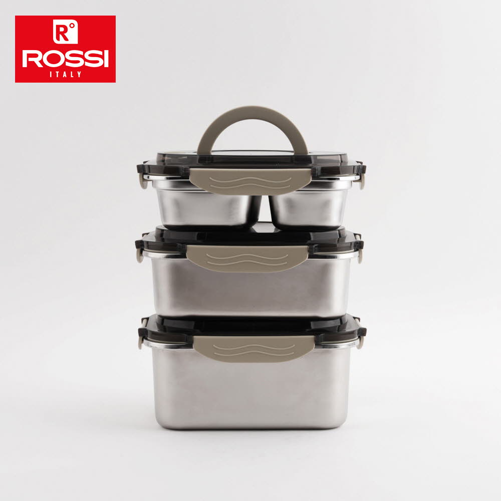 이태리 로시 렌지스텐 밀폐용기3종2호 세트1100+1700+2100ml