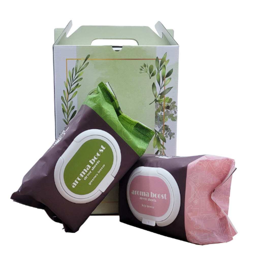 [BOOth108]아로마 부스트 드라이시트 80매×2P 선물박스 (튤립1,그리너리1)