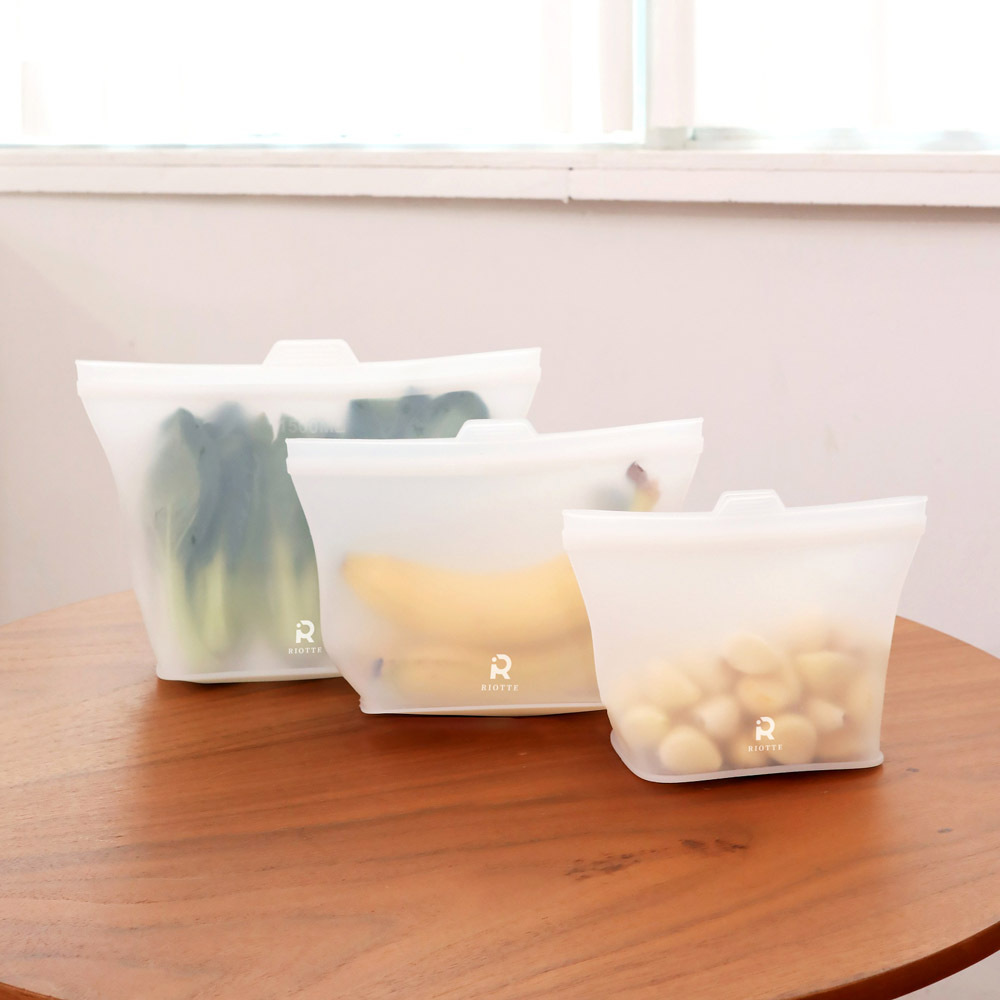 [리오떼] 에코온 실리콘 지퍼백 3P (화이트,블루), ROT-ECZW,ROT-ECZB