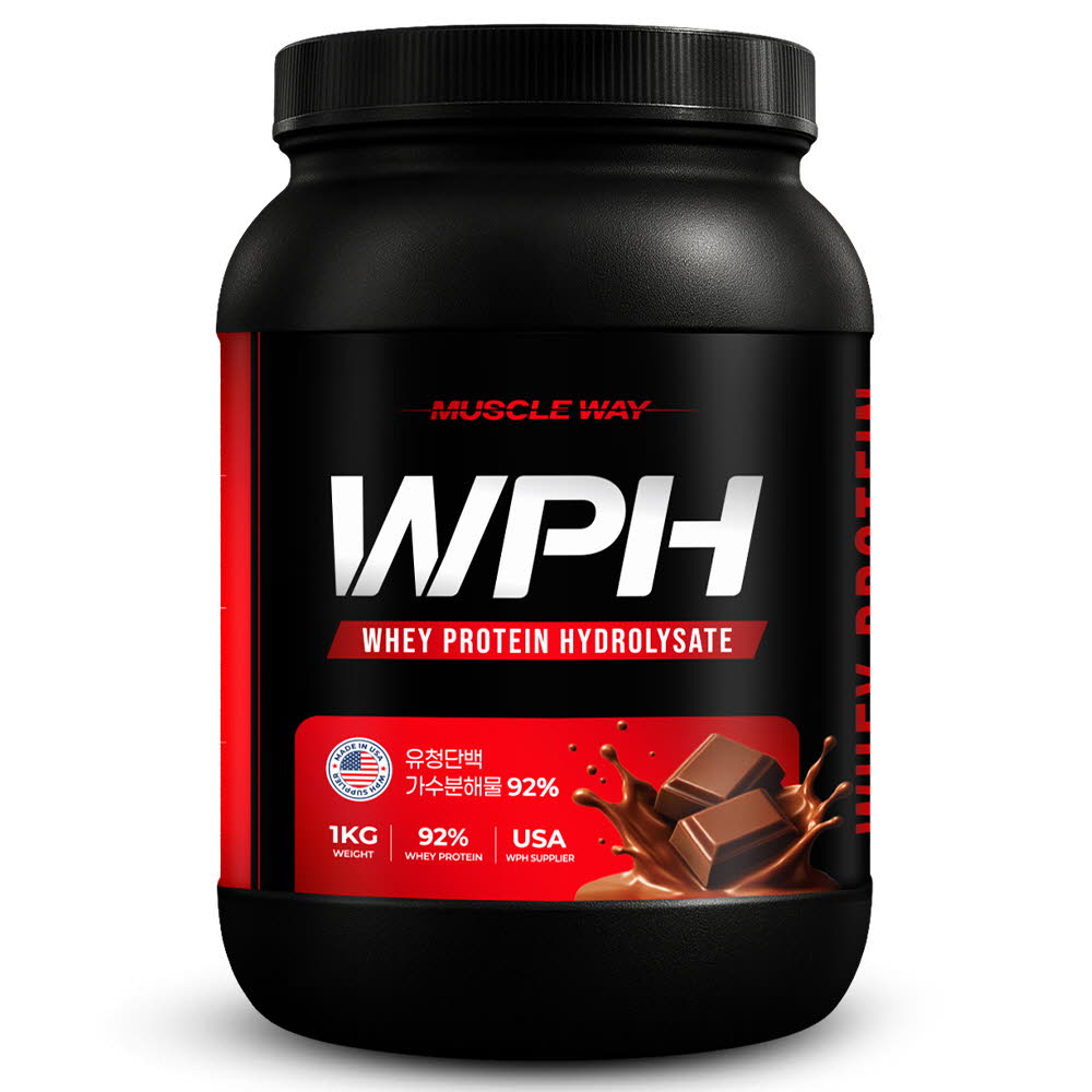 머슬웨이 WPH 92% 초코맛 가수분해유청단백질 프로틴 보충제 1kg 1개