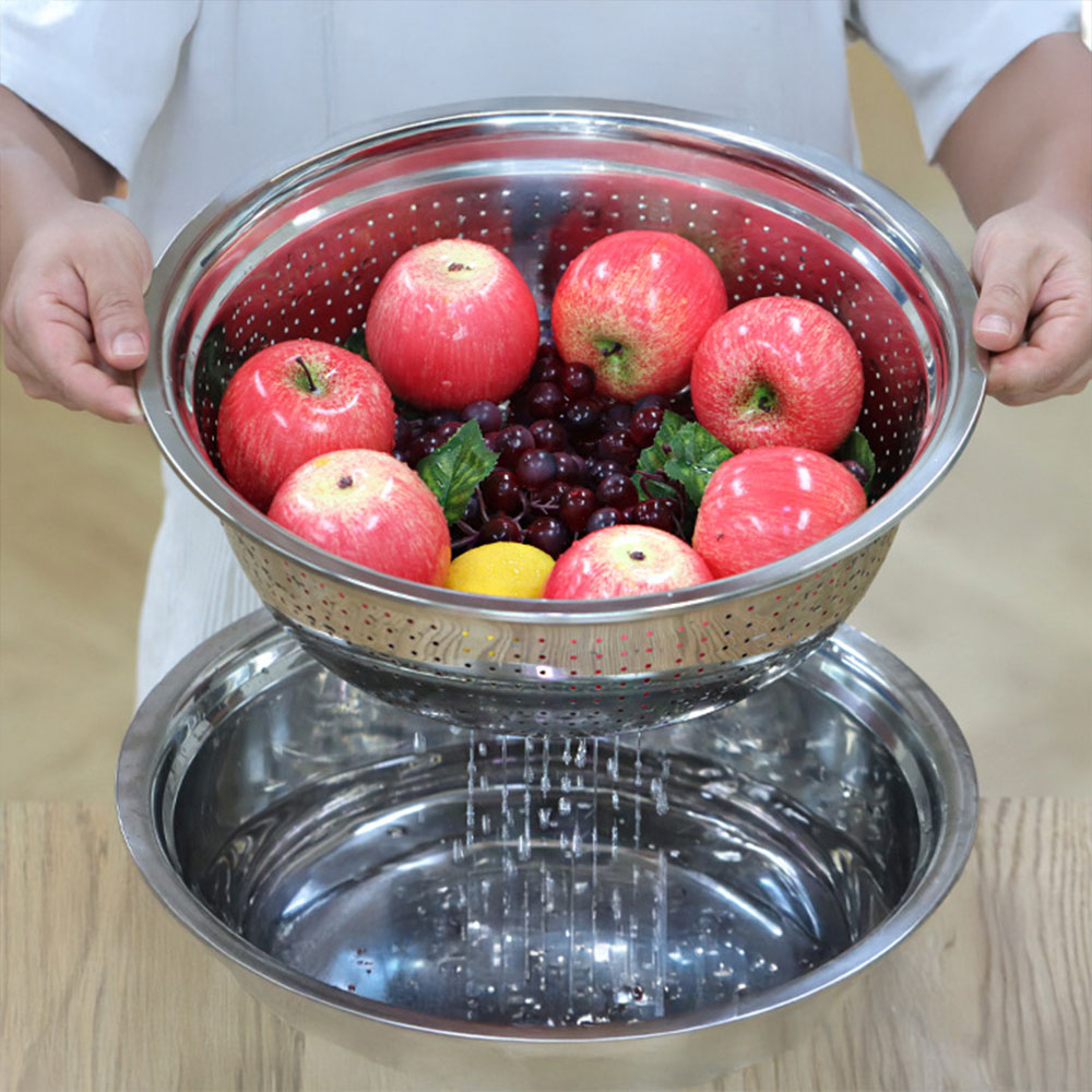 맥스앤맥스 스텐 대형 믹싱볼 2종 (34cm 타공볼+믹싱볼 40cm)