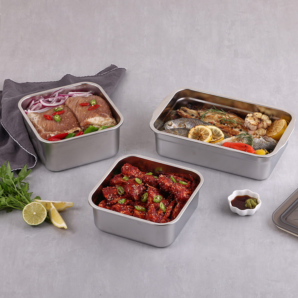 쉬젤 올뉴엘레강스 밀폐 스테인레스 밧드 3종(2500ml+3200ml+3900ml)