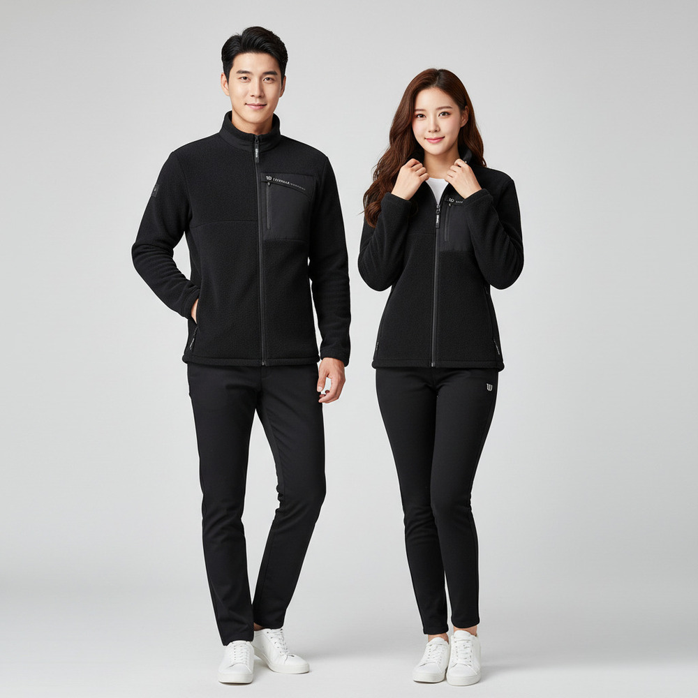 윌슨 (WILSON) 남여 플리스 뽀글이 집업자켓 블랙