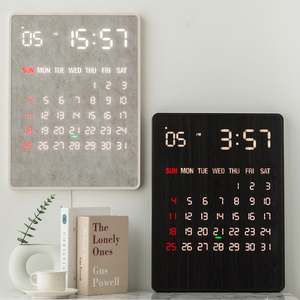 국산 루나리스 GPS수신 리멤버 인테리어 전자 달력 LED 벽시계